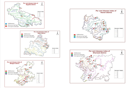 Hemibiotrophic foliar Fungal Diseases and their Dynamism in GPS system in Soybean growing areas of Karnataka
