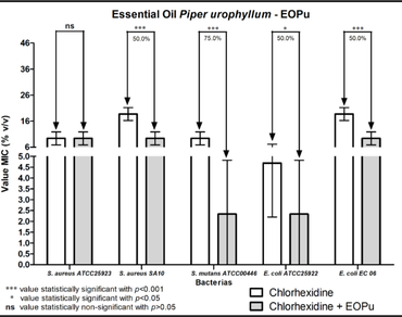 Modulatory effect of Piper urophyllum C.DC essential oil on antibiotics and chlorhexidine: implications for low-cost mouthrinse development